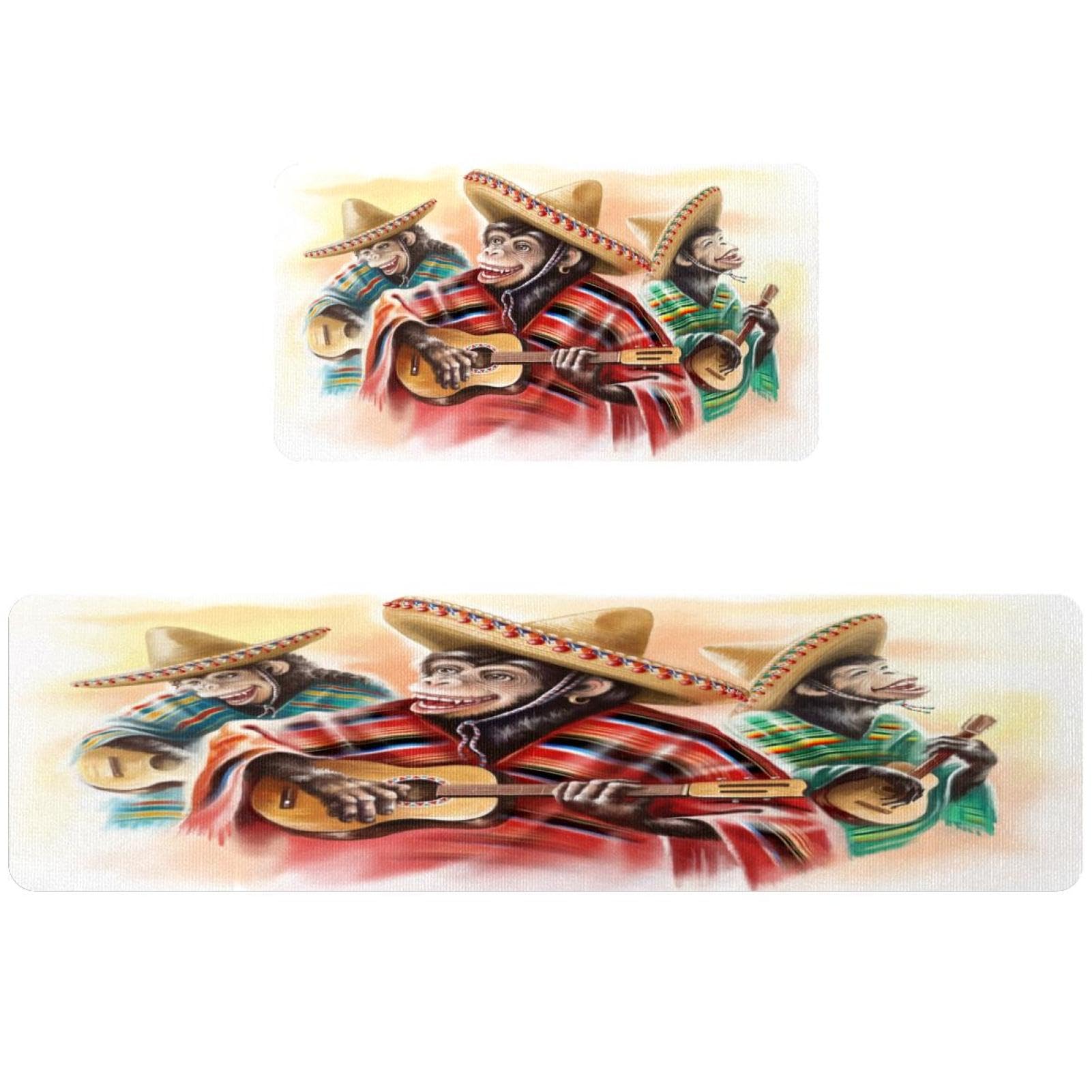 Alfombrillas de cocina de mono mexicano VAPOKF juego de 2 tapetes absorbentes antideslizantes