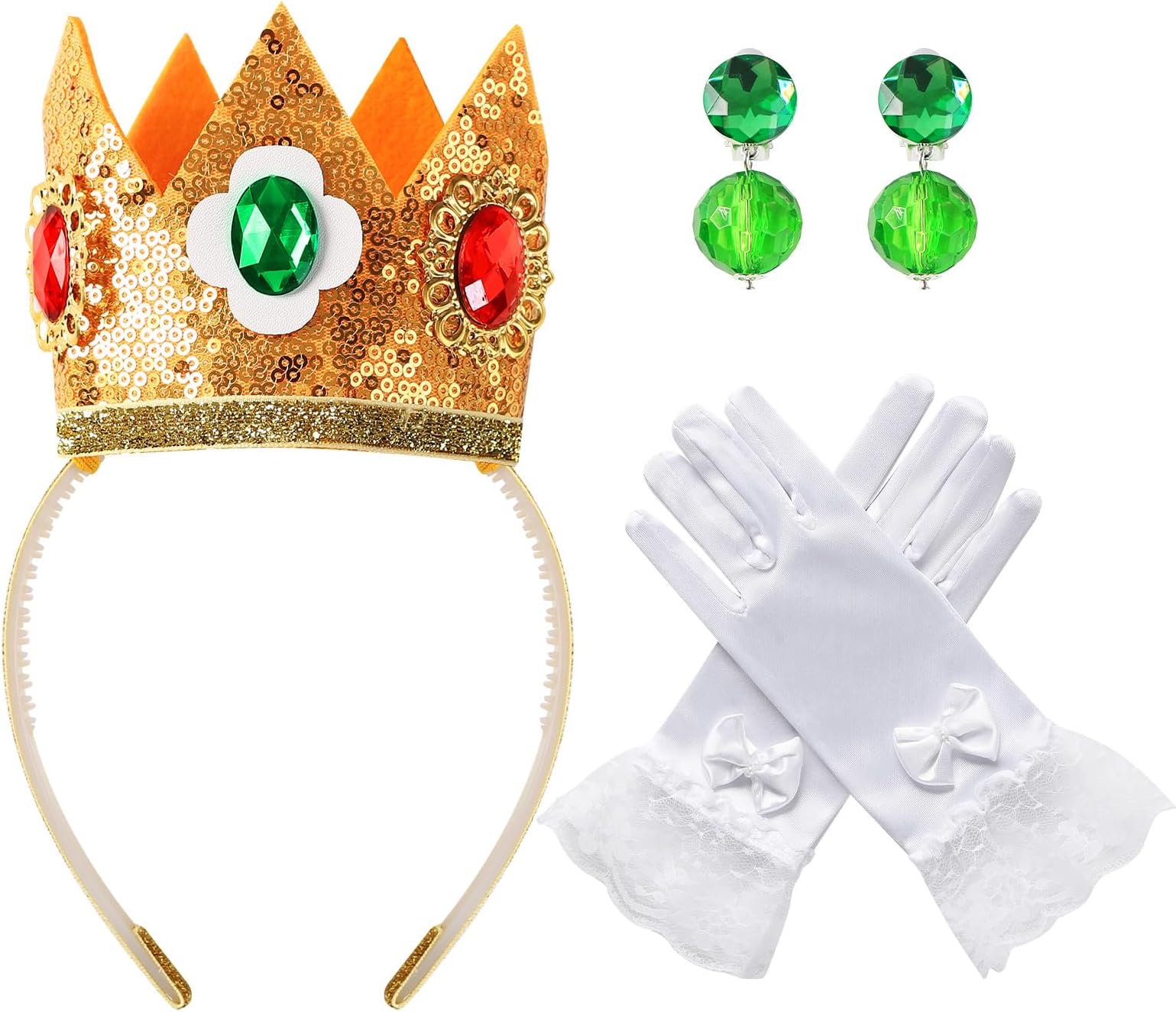 FancheerPrincess Crown Gloves for Girls Dress Up Halloween Costume Accessories