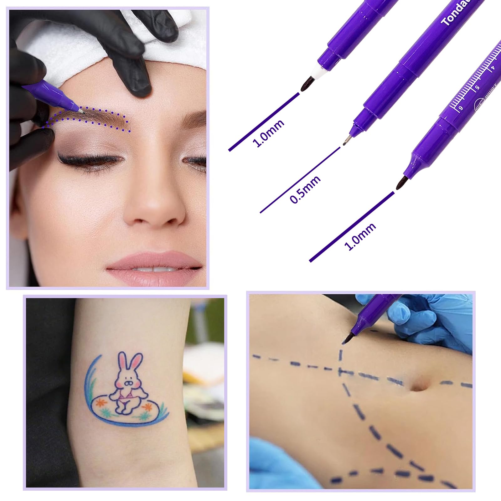 6pc Skin Marker Pen Surgical Tip PMU Mapping Tool Ruler (Purple) — Amazon image 6