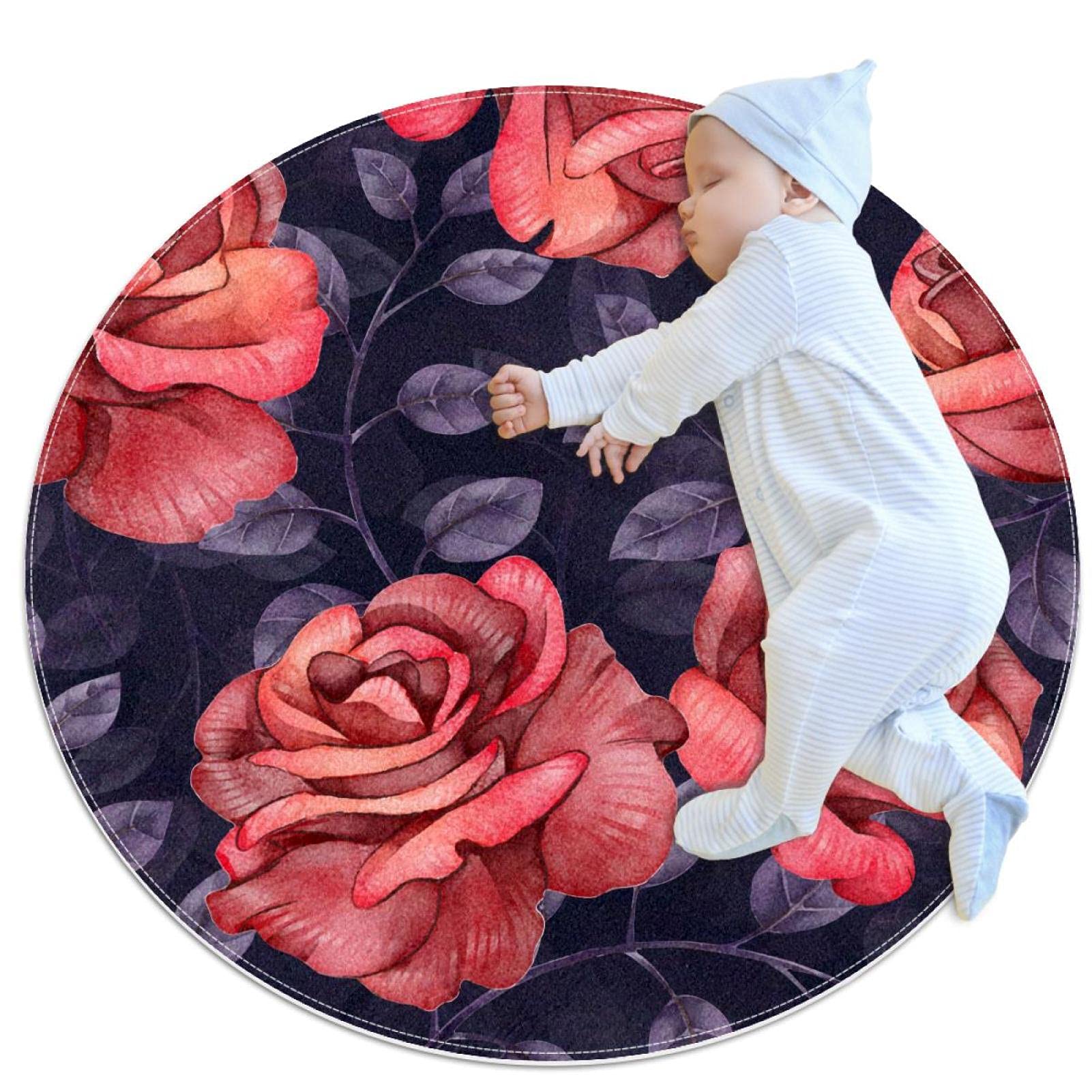 Tapis pour enfants rond aux fleurs colorées pour créer un coin éveil
