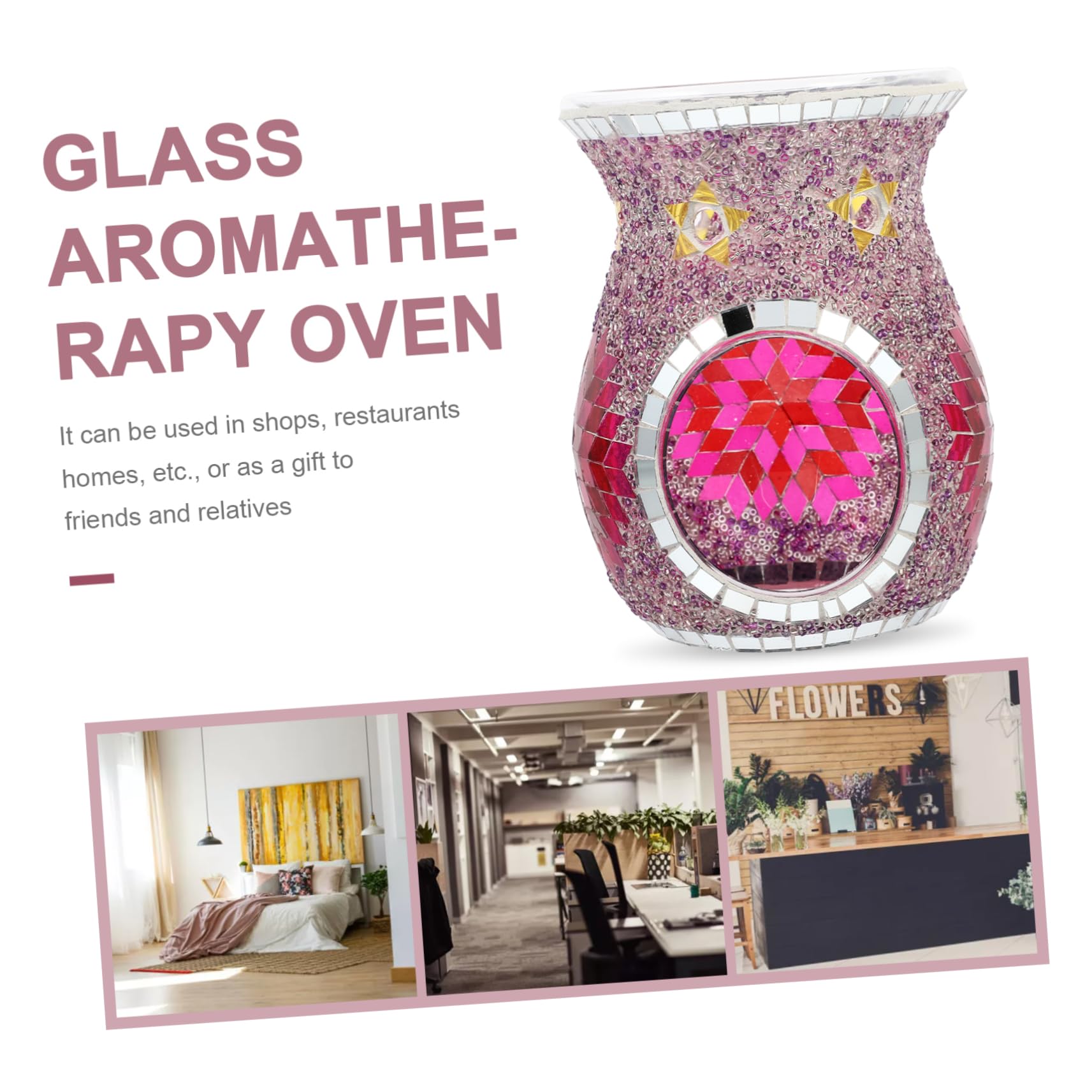 TOPBATHY 1 Pc Quemador De Aromaterapia De Vidrio Quemador De Aceite De Mosaico Quemador De Aceite De Aromaterapia Quemador De Fragancia Aceite Aromático Aceite Esencial Nacionalidad Púrpura