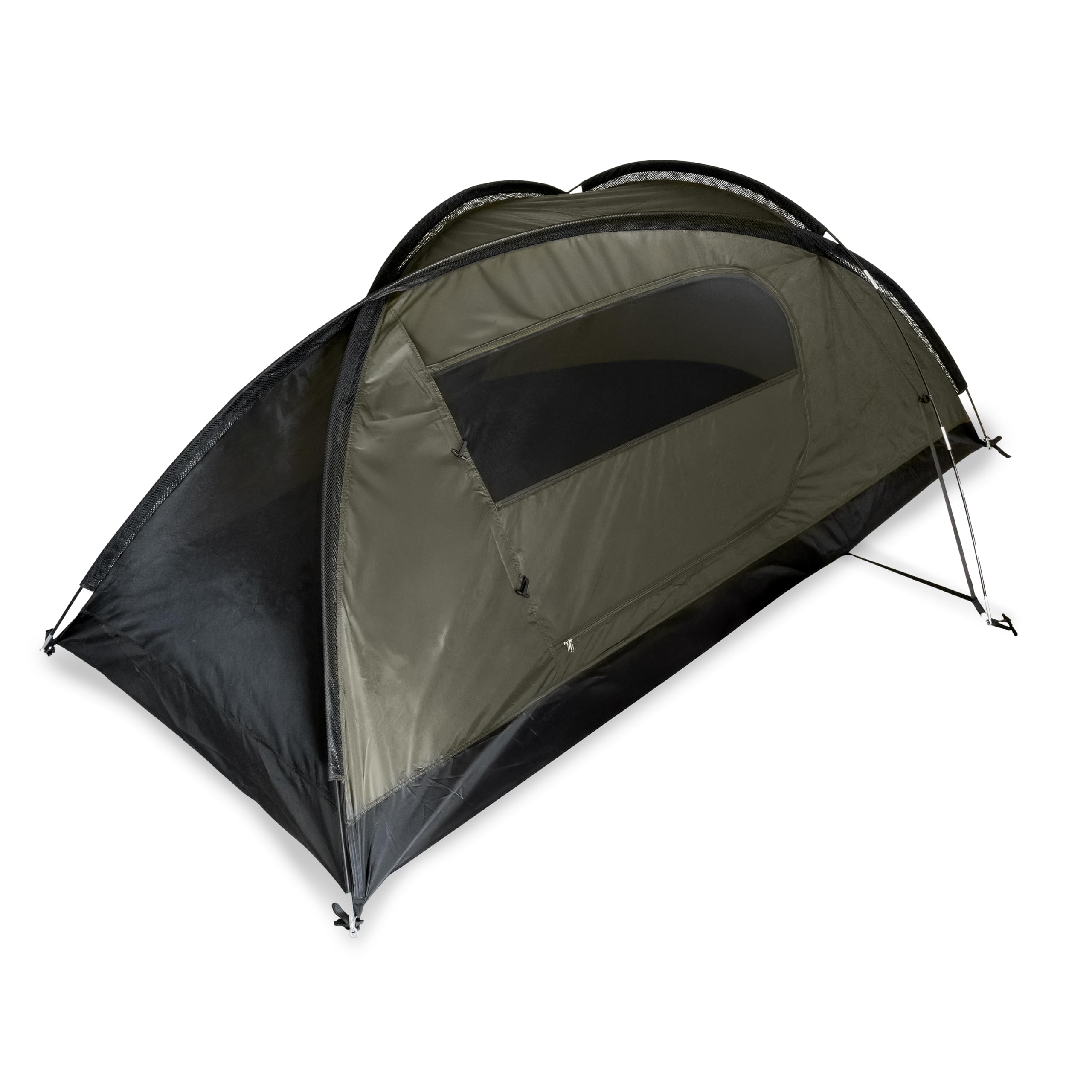 Mil-Tec Recom 1-Person Compact Lightweight Durable Weatherproof Wind & Storm-Resistant Easy-to-Install Tactical Outdoor Hiking Camping Tent with Zipper Entrance & Mosquito Net