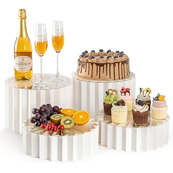 PUERSI Set of 4 Buffet Stands Foldable Cake Stands Buffet Accessories