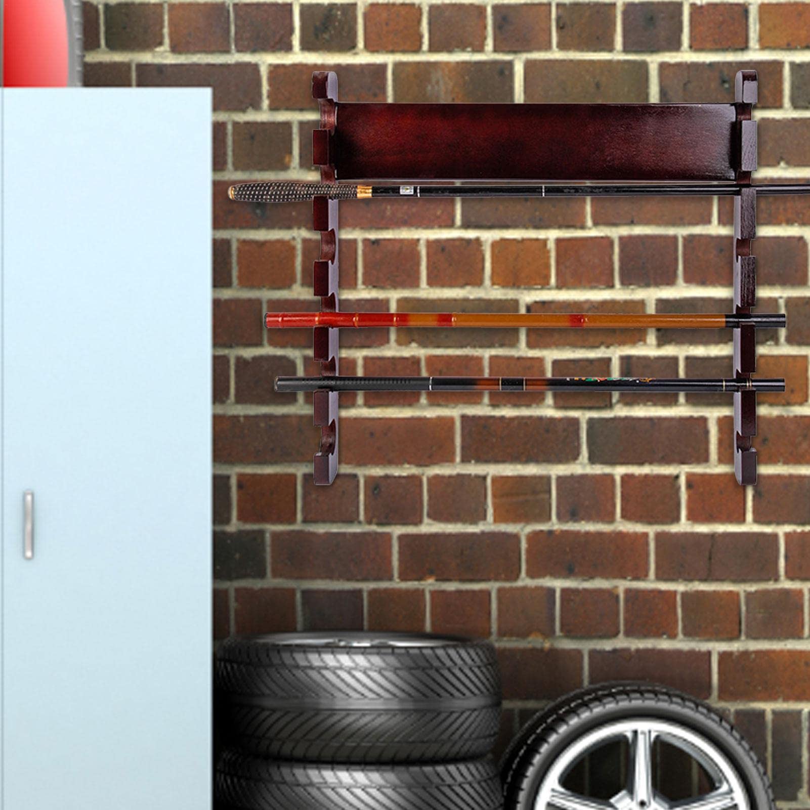 Soportes para Pescar,Soporte caña Pescar Madera para 6 cañas - Soporte Pared para cañas, Organizador estantes para almacenar Accesorios Pescar (21,2 x 19,6 x