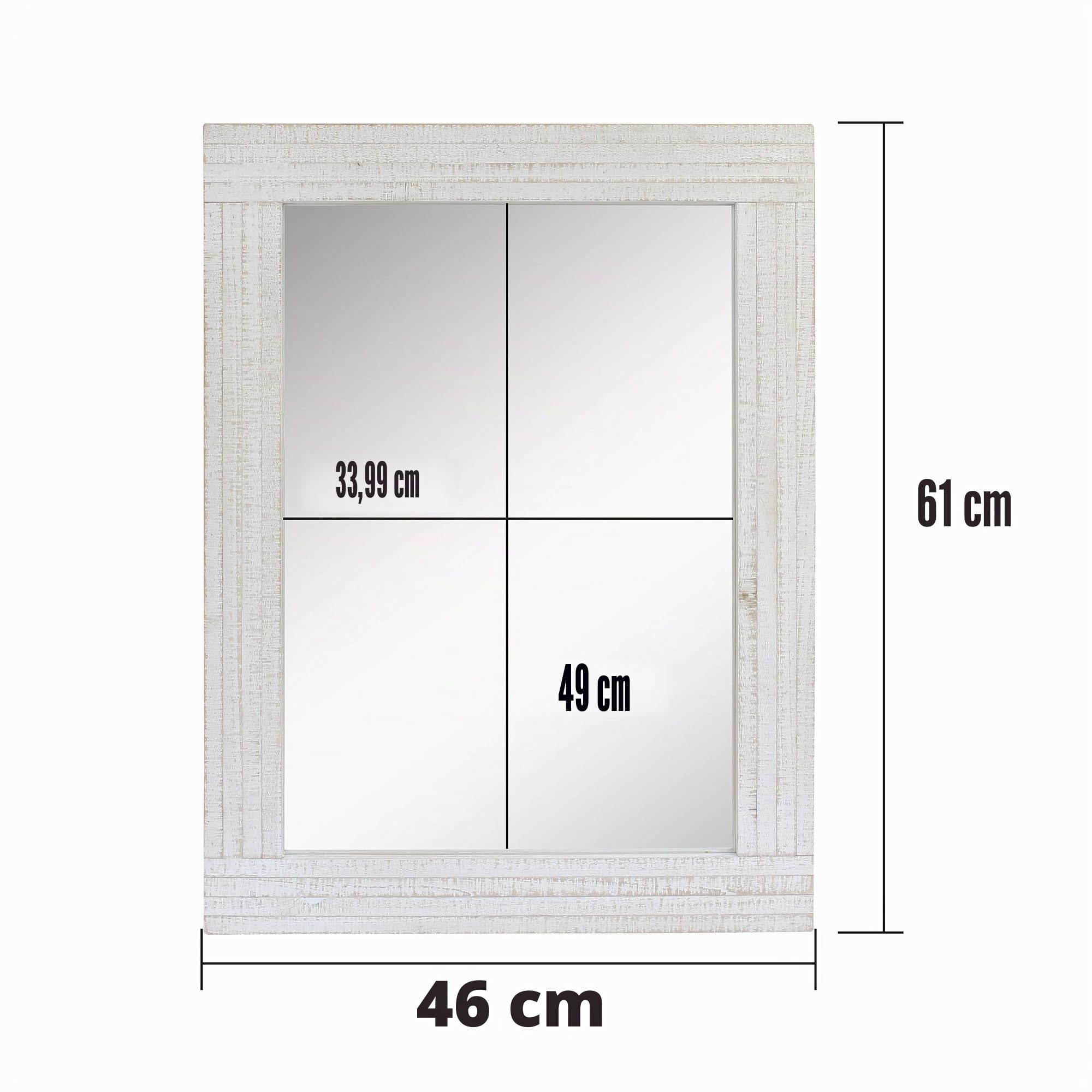 Stonebriar Espejo de Pared Rectangular rústico Desgastado con Marco de Madera Blanca para exhibición Vertical u Horizontal