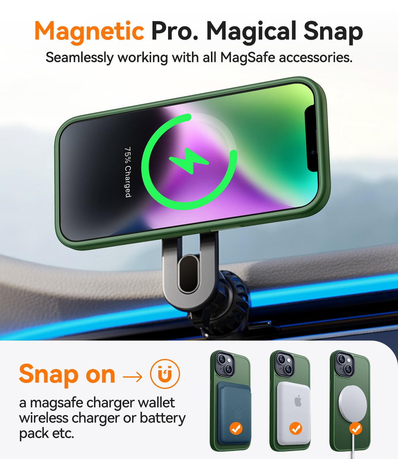 CANSHN Cover Magnetica Opaca per iPhone 13/14, [Compatibile con MagSafe] Custodia Traslucida Opaca Protettiva Sottile Antiurto 6,1 Pollici - Verde Scuro