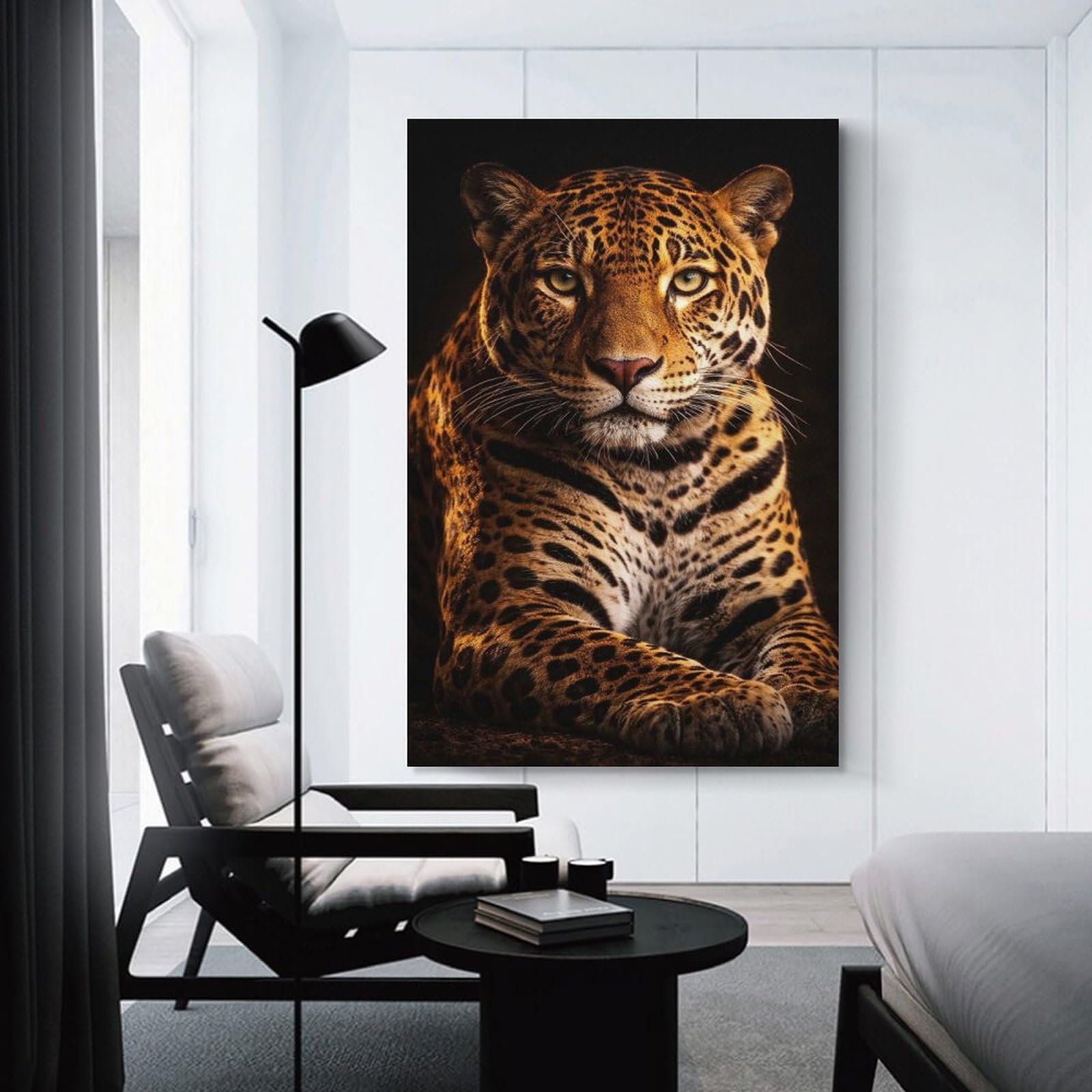 Junmoney Wall Decor Canvas Print Majestic Jaguar Portrait, 24x36inch(60x90cm), for Front Hall, Corridor Or Welcome Spaces, A Neat Decor Update for Hallways