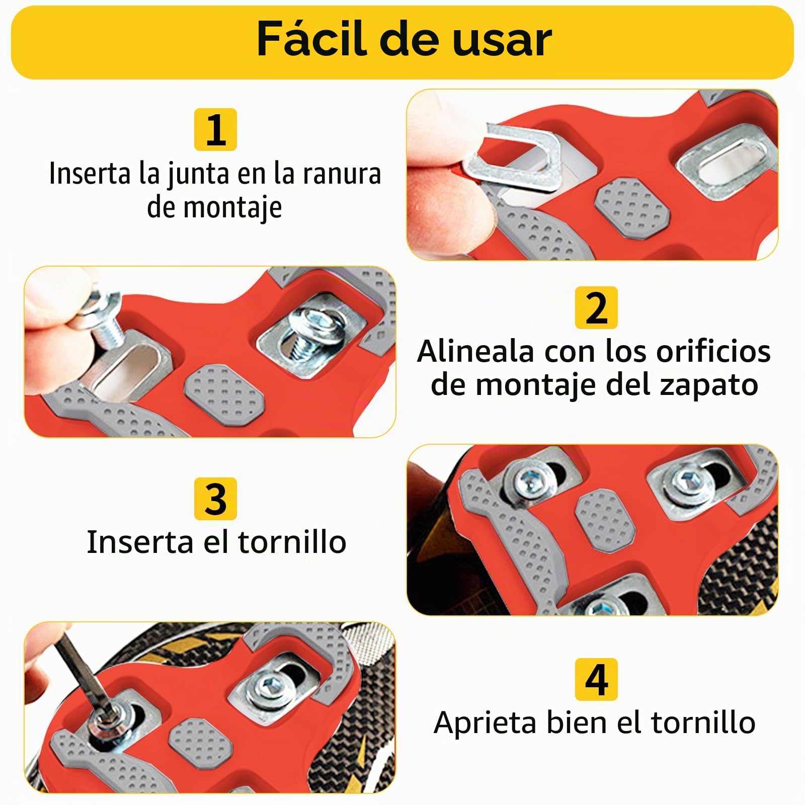 Calas de Ciclismo para Look Keo Rojo Giro Ángulo Giro 9° Bicicleta Carretera, Cleats Pedales Carretera con Tornillos y Llave, para Interior Exterior, Superficie Antideslizante TPU