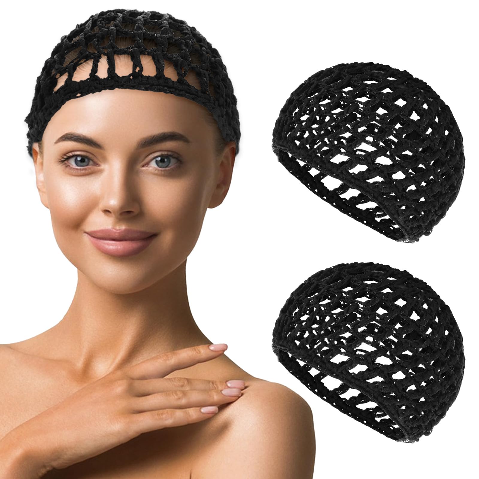 YUXIANLB Cuffia per capelli in maglia lavorata all'uncinetto, morbida rayon, traspirante, per dormire, doccia, trucco, copertura spessa, notte, casa, viaggi, accessori