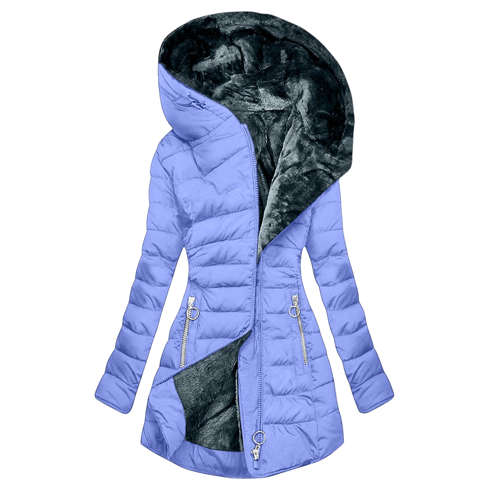 Generisch Winterjacke Damen Warm Puffer Jacket Gefütterte Daunen Mantel