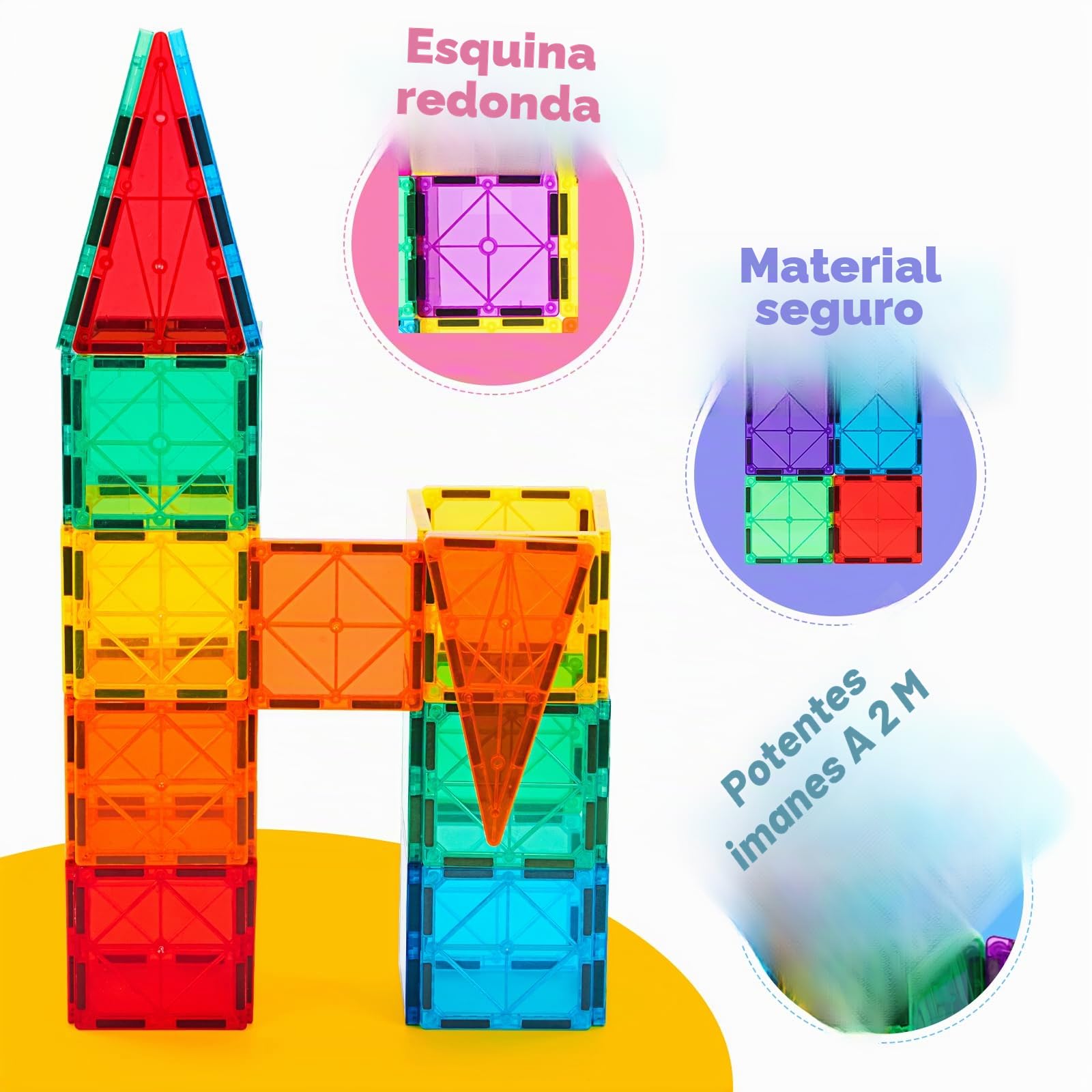 Gemmicc Baldosas Magnéticas, Set Deluxe 136 Piezas para Construcción Magnética, Bloques Magnéticos 3D para Niños y Niñas, Gran Set con 2 Coches