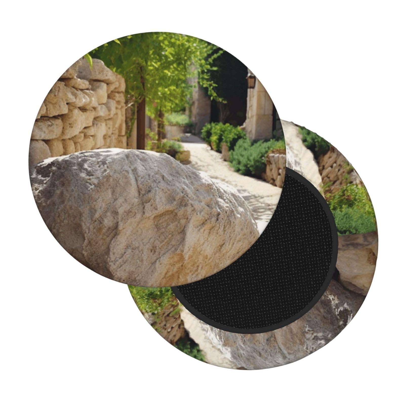 DWVTFSM Round Bar Stool Covers, 12 Inch Stretch Washable Barstool Seat Covers Removable Non Slip Dustproof Landscape Stone Bar Chair Cushion Protector for Kitchen Dining Room Cafe