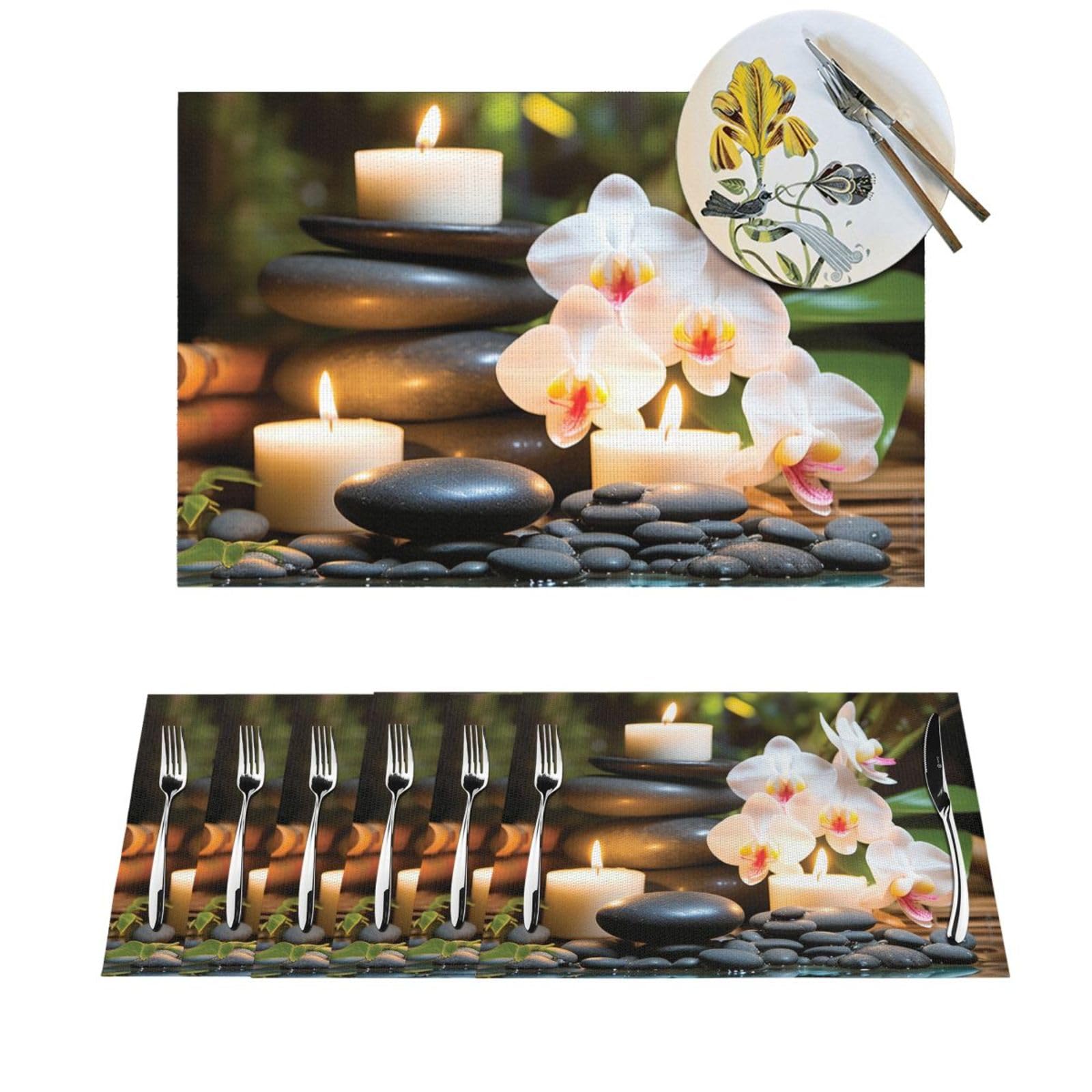 Tapis de table de cuisine relaxant lot de 6 sets en PVC effet massage spa pour repas sereins