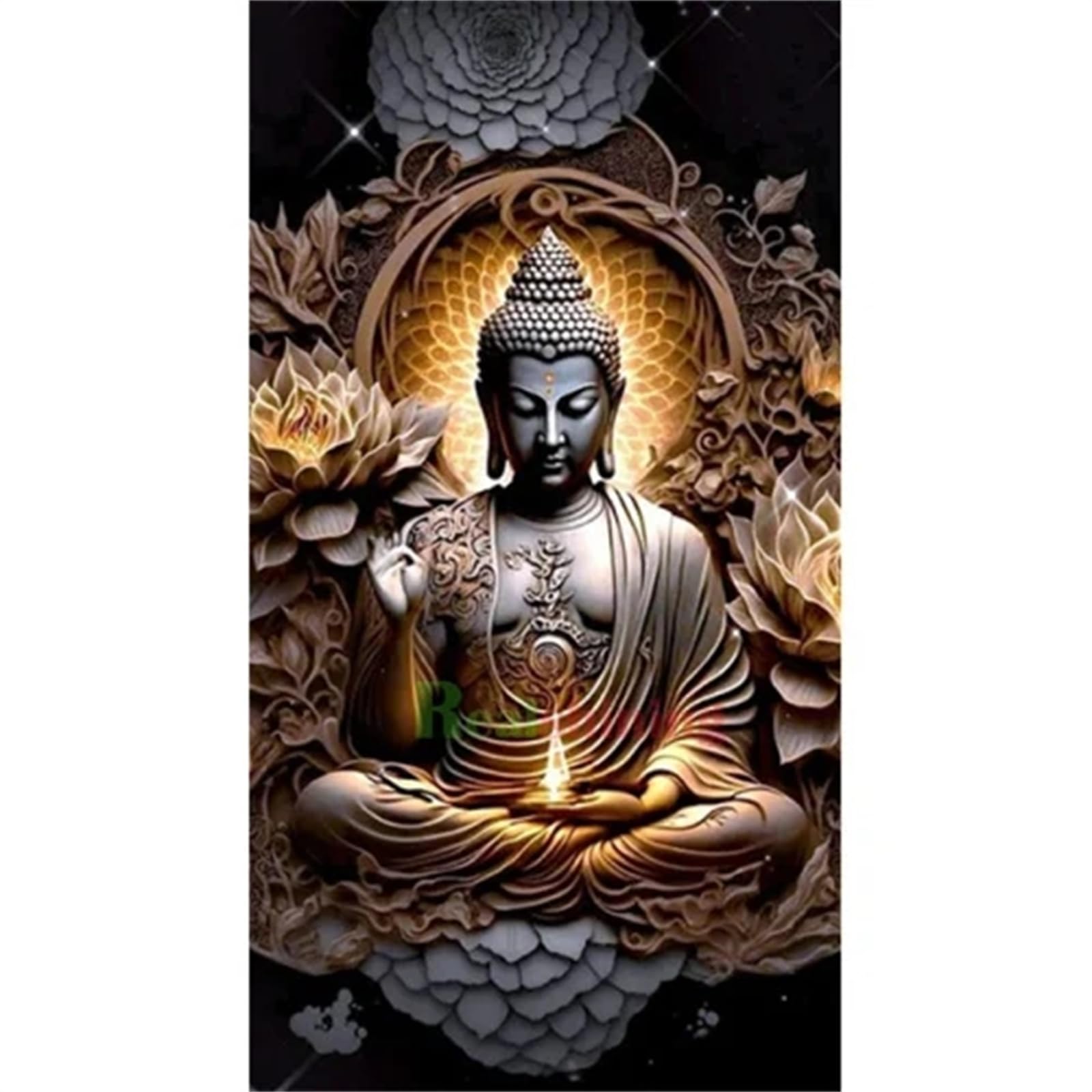 Diamentowe zestawy do malowania artystycznego, pełne wiercenie, kamienna statuetka zen, diamentowy obraz 5D, duży diamentowy obraz, okrągły haft, haft krzyżykowy, kryształowa sztuka malowania według