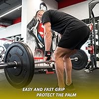 Vista 6 de Weight Lifting Hooks, Non-Slip Rubber Coated Grips, 7mm Neoprene Wrist Support Padding, Power Lifting Barbell Rows Dead Lifts Chin Pull Up Fitness