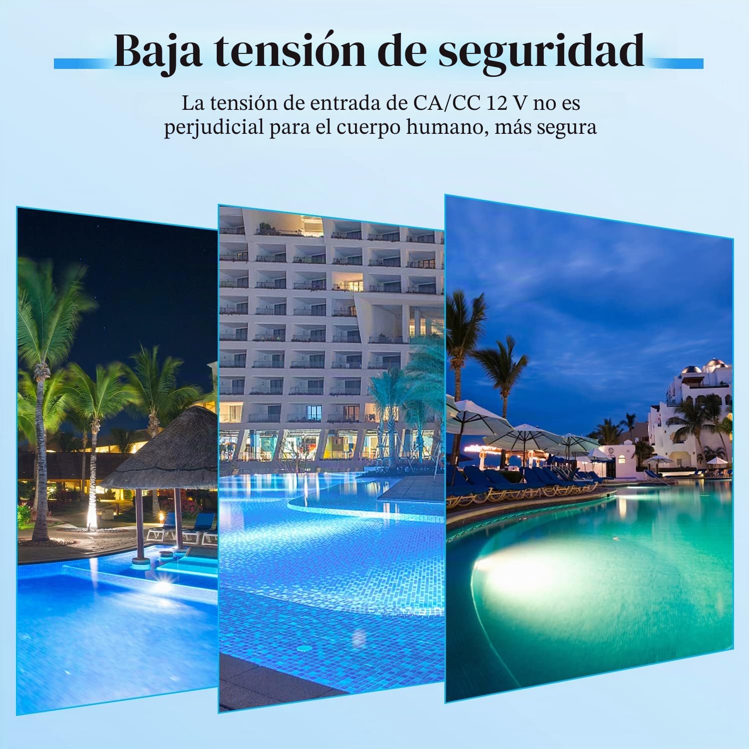 LED iluminación de piscina PAR56, 40W blanco cálido LED luces de piscina IP68 impermeable 12V DC/AC (Blanco Cálido)
