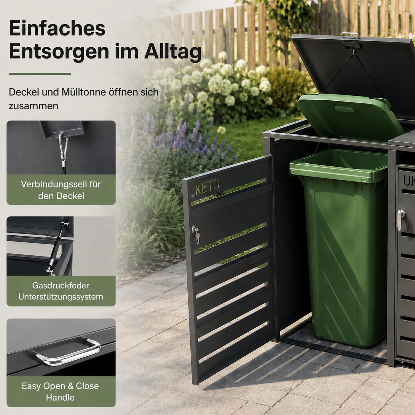 Mülltonnenbox 2er aus verzinktem Stahl für 2 Tonnen bis je 240 L