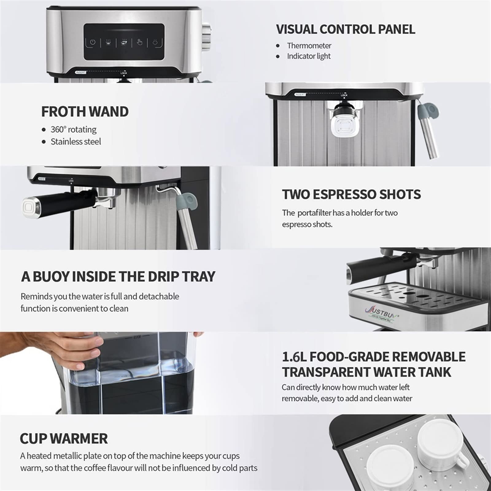 DieffematicKF Ekspresy do kawy Touch Espresso Coffee Machine Maker Semi-Automatic Pump With Cappuccino Milk Bubble Maker (Color : EU plug)