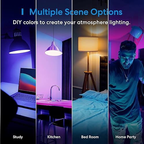 Miniatura 6 de Meross - Bombilla inteligente, bombillas LED WiFi inteligentes funciona con Alexa, Google Home, regulable E26 multicolor, 2700K-6500K RGBWW,