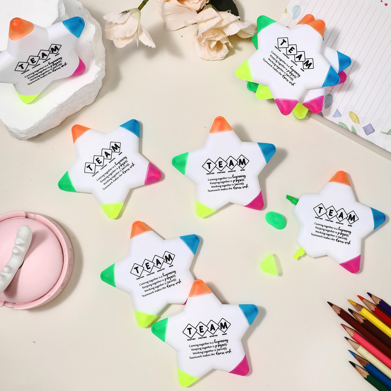 Inspirierende Textmarker, Teambuilding-Geschenke, Stern, motivierend, mehrfarbig, Aquarell-Marker, fluoreszierender Stift, Großpackung, Dankeschön, Geschenk für Mitarbeiter, Teams, Büro, 30