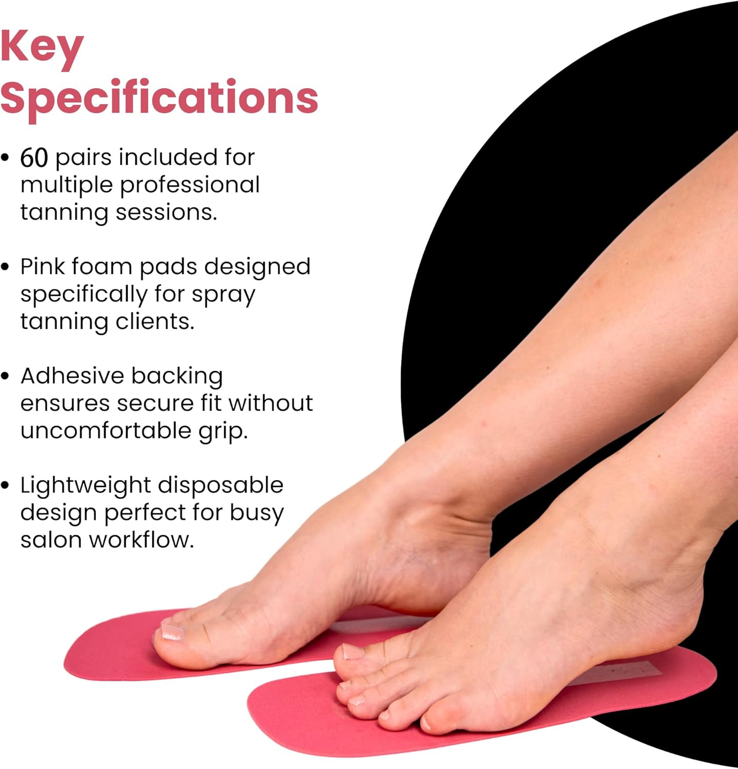 CHNELSS 60Pairs Professional Spray Tan Feet Pads - Disposable Foam Feet Protectors for Tanning Salon Hygienic & Comfortable Feet for Spray Tanning - Spray Tan Foot Covers for Tanning Tent(Pink)