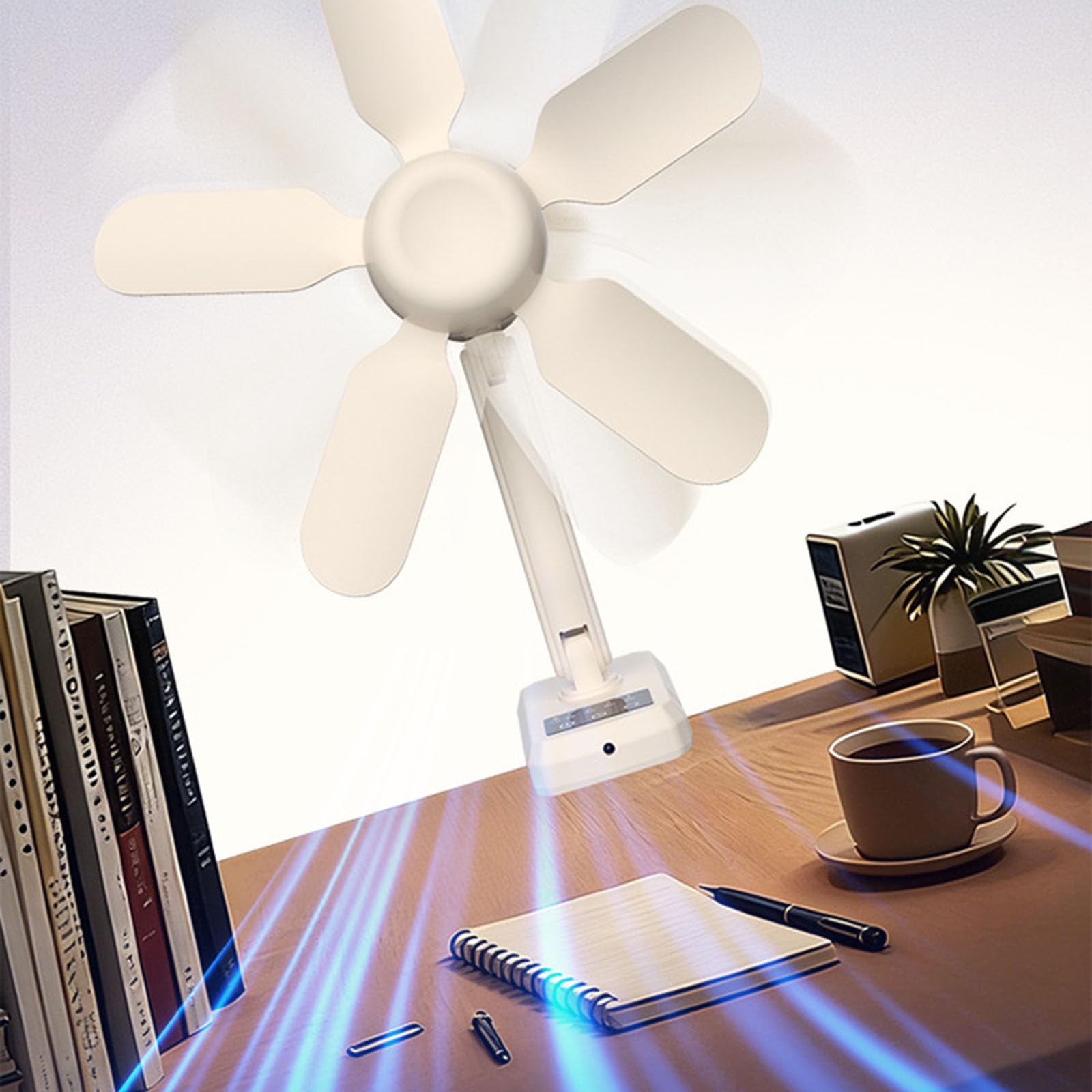Ventilatore da tavolo Piccolo Clip on Fan Display Digitale Portatile 3 Velocità Forte Bassa Rotazione di 360 Gradi USB Ricaricabile Clip