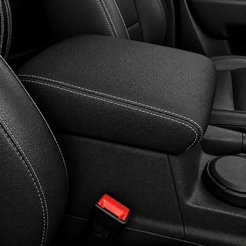 Armrest Lid Leather Cover For VW Amarok Grey Stitching