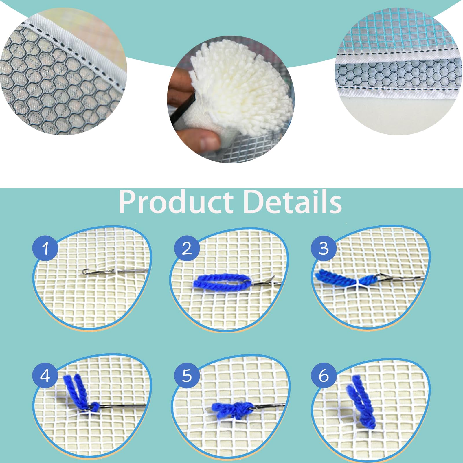 Tehocwiz 40x70 cm Knüpfteppich Zum Selber Knüpfen, Knüpfhaken-Sets für Anfänger, Tapisserie Teppich Knüpf-Sets Knüpfsets Latch Hook Kit Selbst Knüpfen Set für Erwachsene
