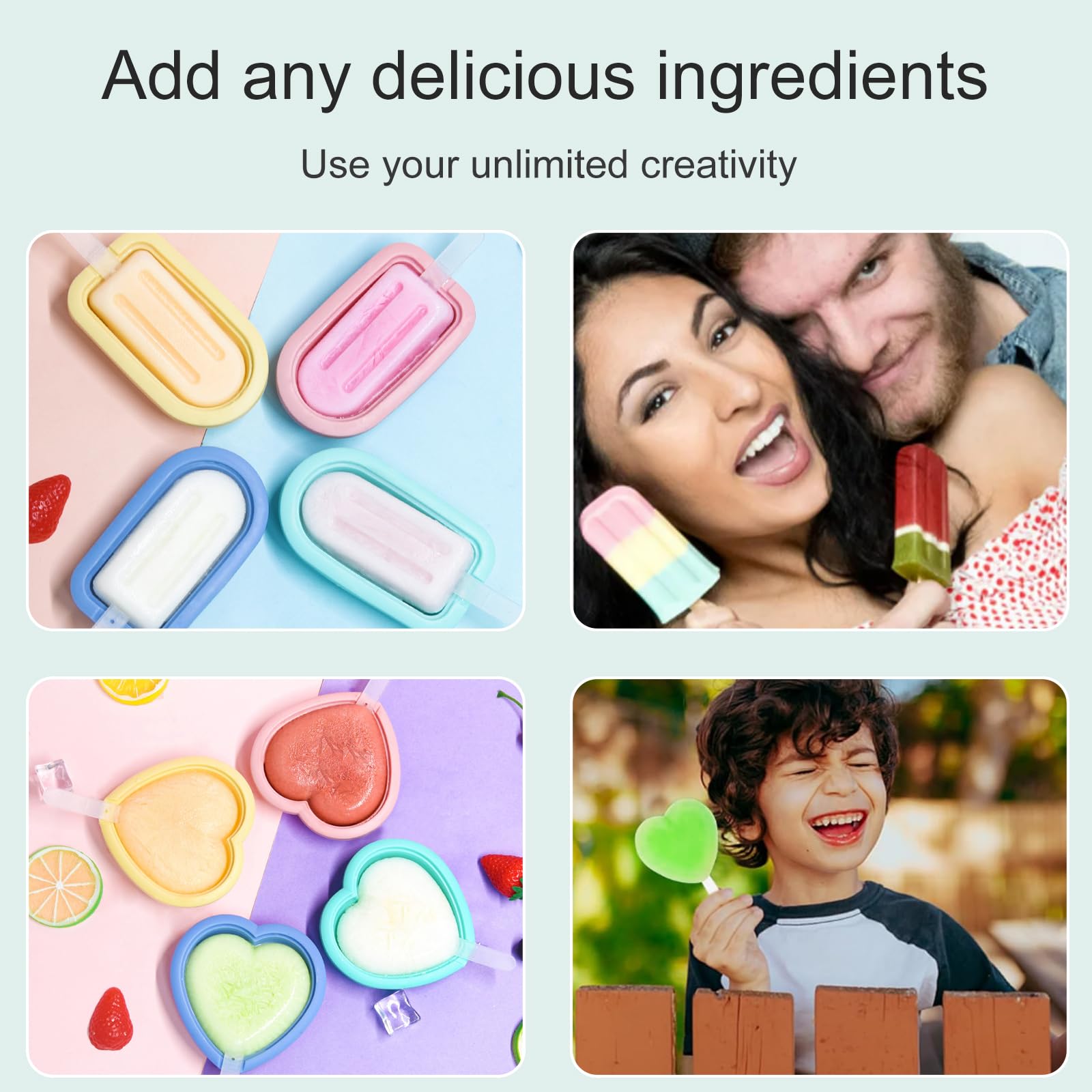 Stampini Per Ghiaccioli In Silicone Senza BPA - 8 Forme Con Cuore, Riutilizzabili, Per Bambini E Adulti - Foto 10