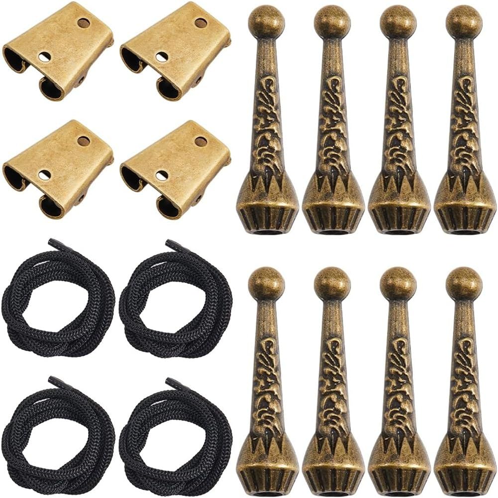 Hndhbfgrt 4 Sets Iron Bolo Tie Findings Kit Bolo Tie Tips Replacement End Caps Kit Tie Buckle Accessories for Bolo Tie Making C