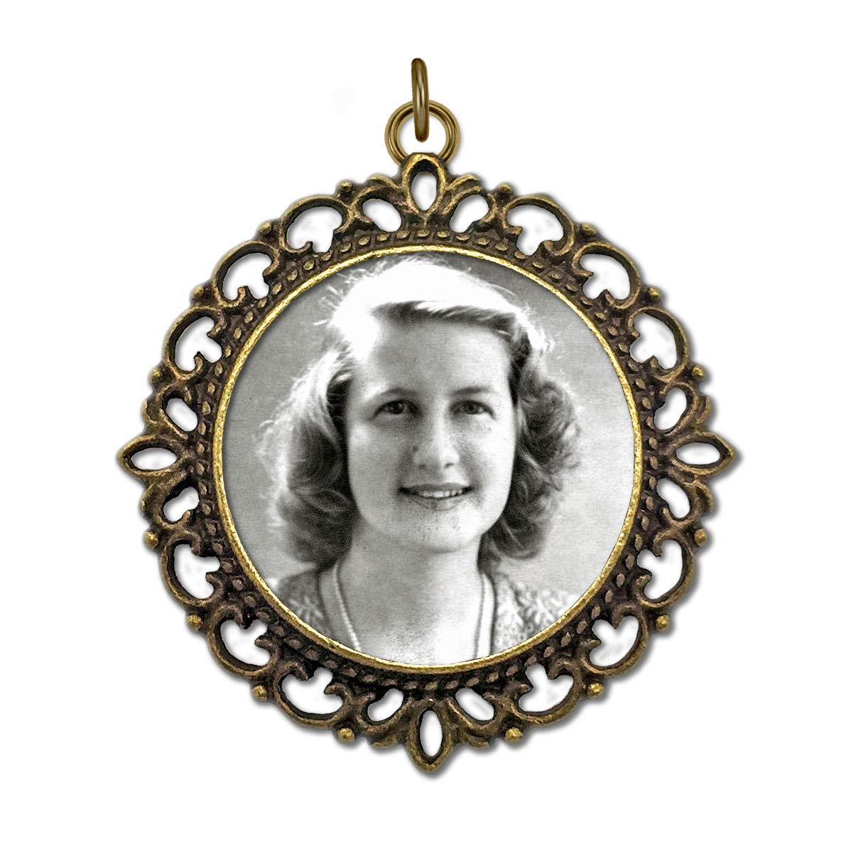 Bronze Wedding Bouquet Photo Memorial Charm Round Mother of The Bride Gift for Groom or Bride with Photo Resizing Software