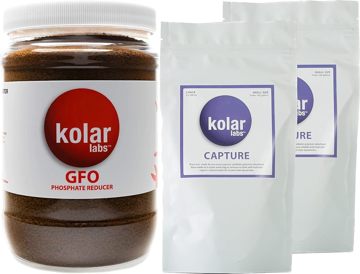 GFO Bayoxide E33 Phosphate Remover, 454g and Premium Capture Resin Filtration Media, Small Bag, 2 Pack