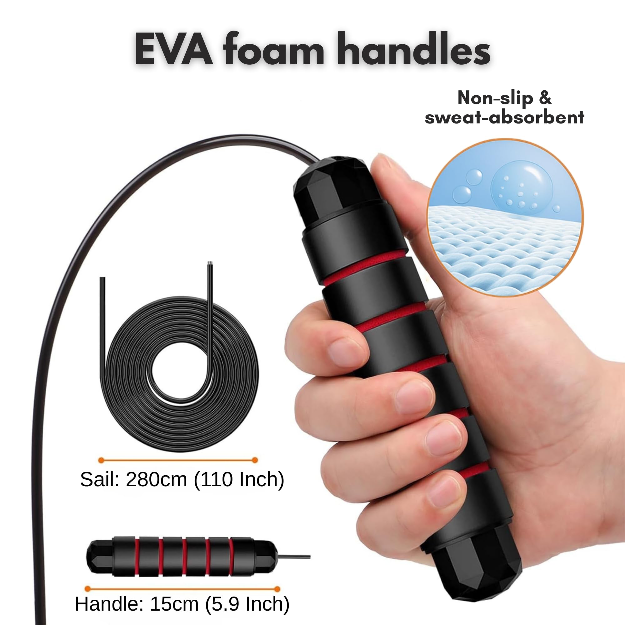 Skakanka regulowana – Speed Rope Fitness Gym skakanka – antypoślizgowe uchwyty z pianki – dla dorosłych