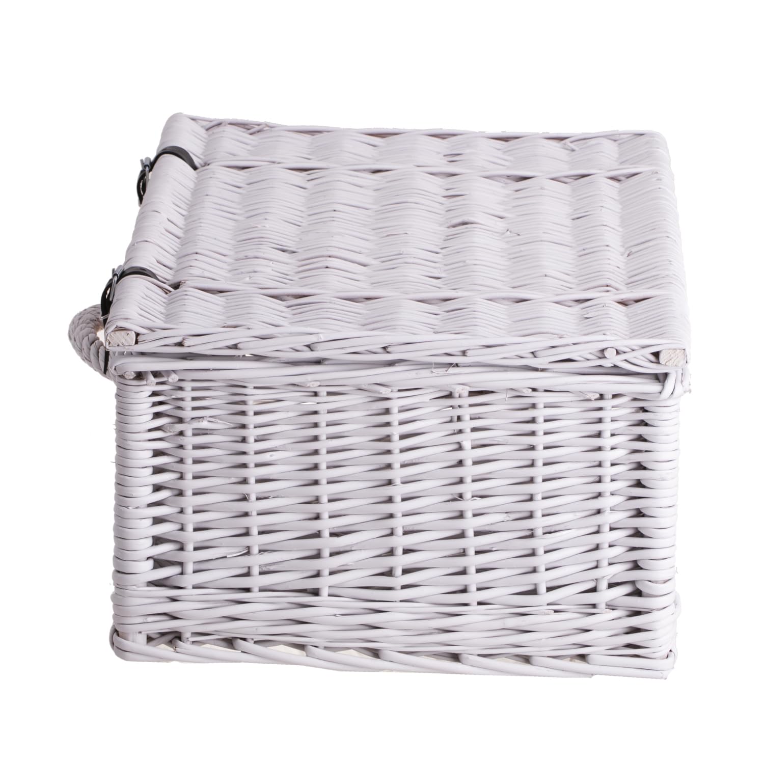 e-wicker24 Valise en osier, panier de rangement, panier de style, panier pique - nique, panier cadeau, panier de décoration, boîte multifonction (Blanc)