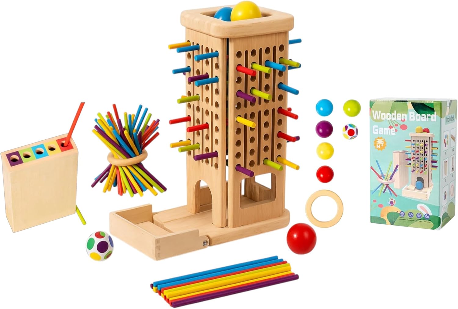3-in-1 Montessori Wooden Board Game Set – Fine Motor Skills Toy for Kids | Educational & Interactive Parent-Child Learning Activity | New Features for Early Development
