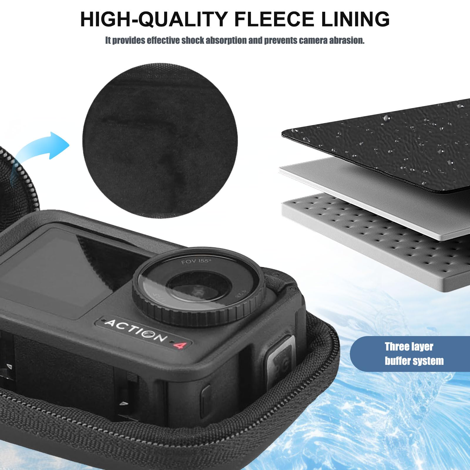 DJI Osmo Action 5 Pro Case Kit, torba do noszenia, folia ochronna na wyświetlacz 9H, silikonowa osłona obiektywu – odporna na uderzenia, zarysowania, pyłoszczelna, wszechstronna ochrona