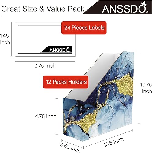 Miniatura 5 de Paquete de 6 soportes de cartón para revistas, organizador de archivos de revistas, organizador de archivos de revistas, caja de almacenamiento de