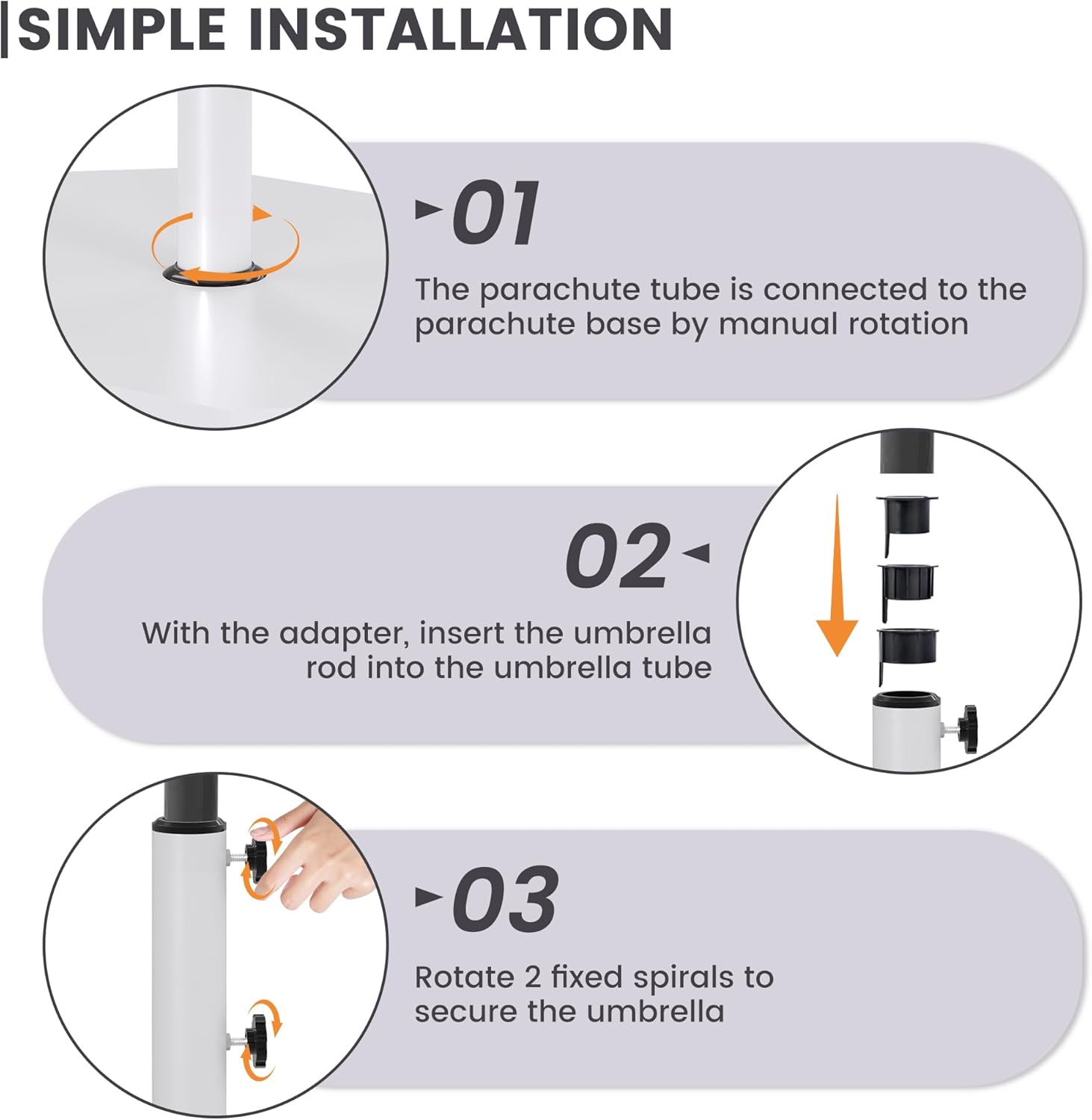 Sundale Outdoor Umbrella Base 40lbs with Stainless Steel Umbrella Tube, Heavy Duty Steel Umbrella Stand, White