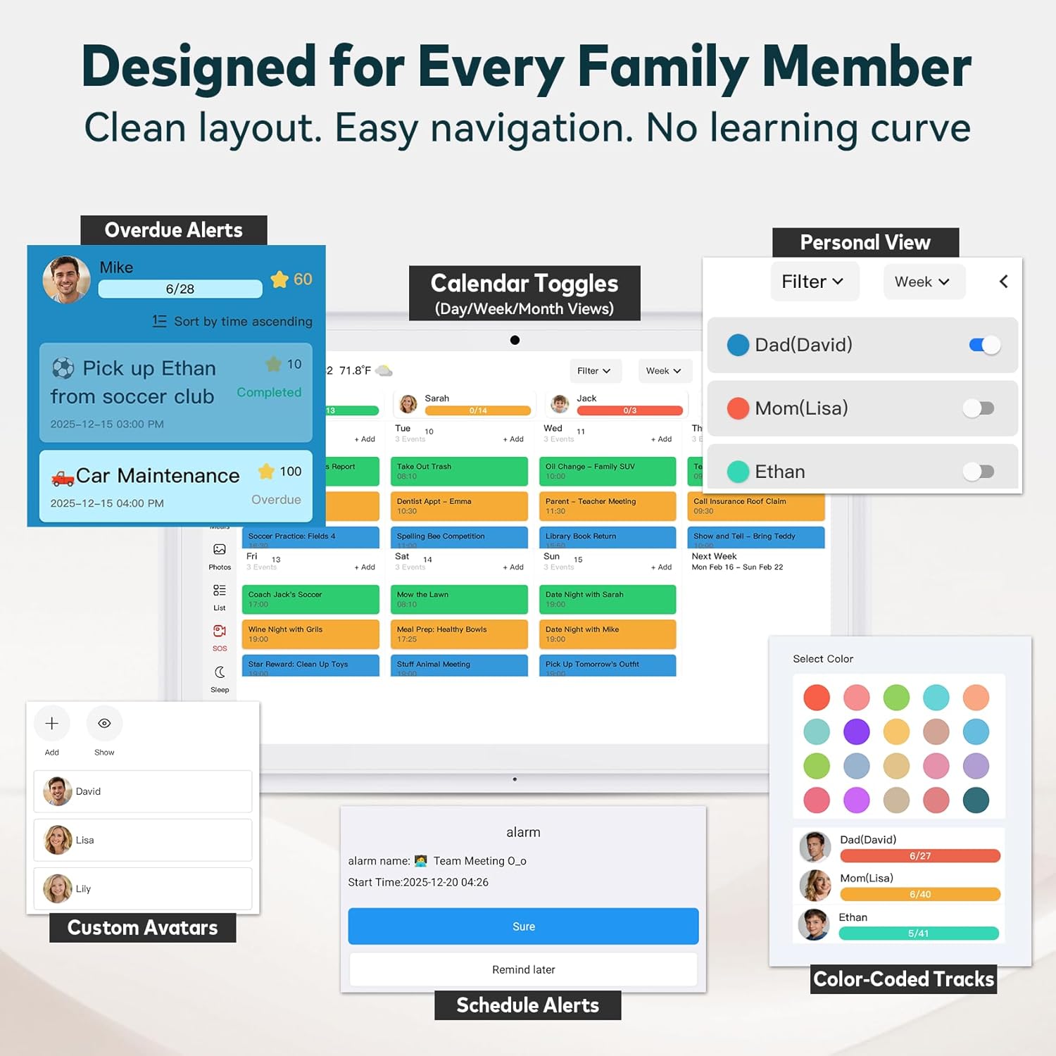 Digital Calendar Touchscreen, Smart Family Electronic Calendar and Digital Picture Frame - Digital Wall Planner with Schedule, Chore Chart, Meal Planner, Tasks, Wall & Desk Display - 10.1''
