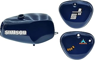 Büffeltank Set mit Seitendeckel für Simson S50 S51, Perlblau Metallic, innen versiegelt