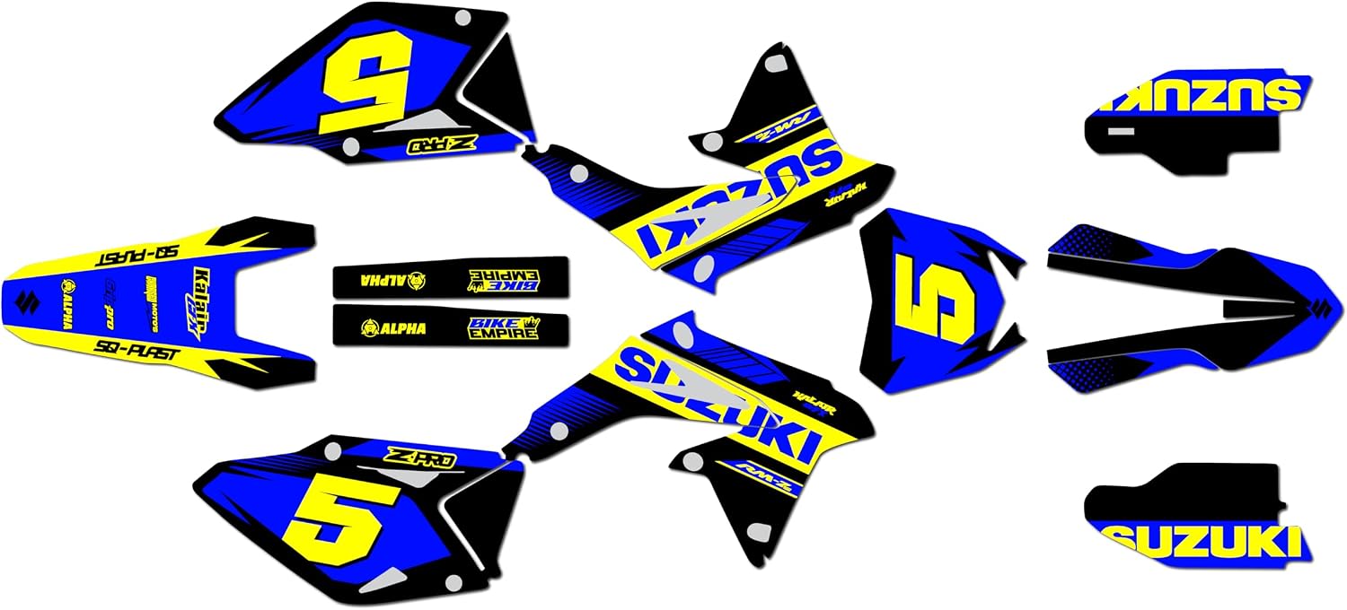 Graphics Kit for Suzuki RMZ450 (2008-2017) Turbo Series Gold 16 Mil-Dirt Bike Custom Racing Graphics Decals Stickers Kit, no-Plastics