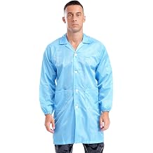 FEESHOW Lab Coat Anti Static Clothing Science Jacket Lapel Collar Wear Uniform for Men Women
