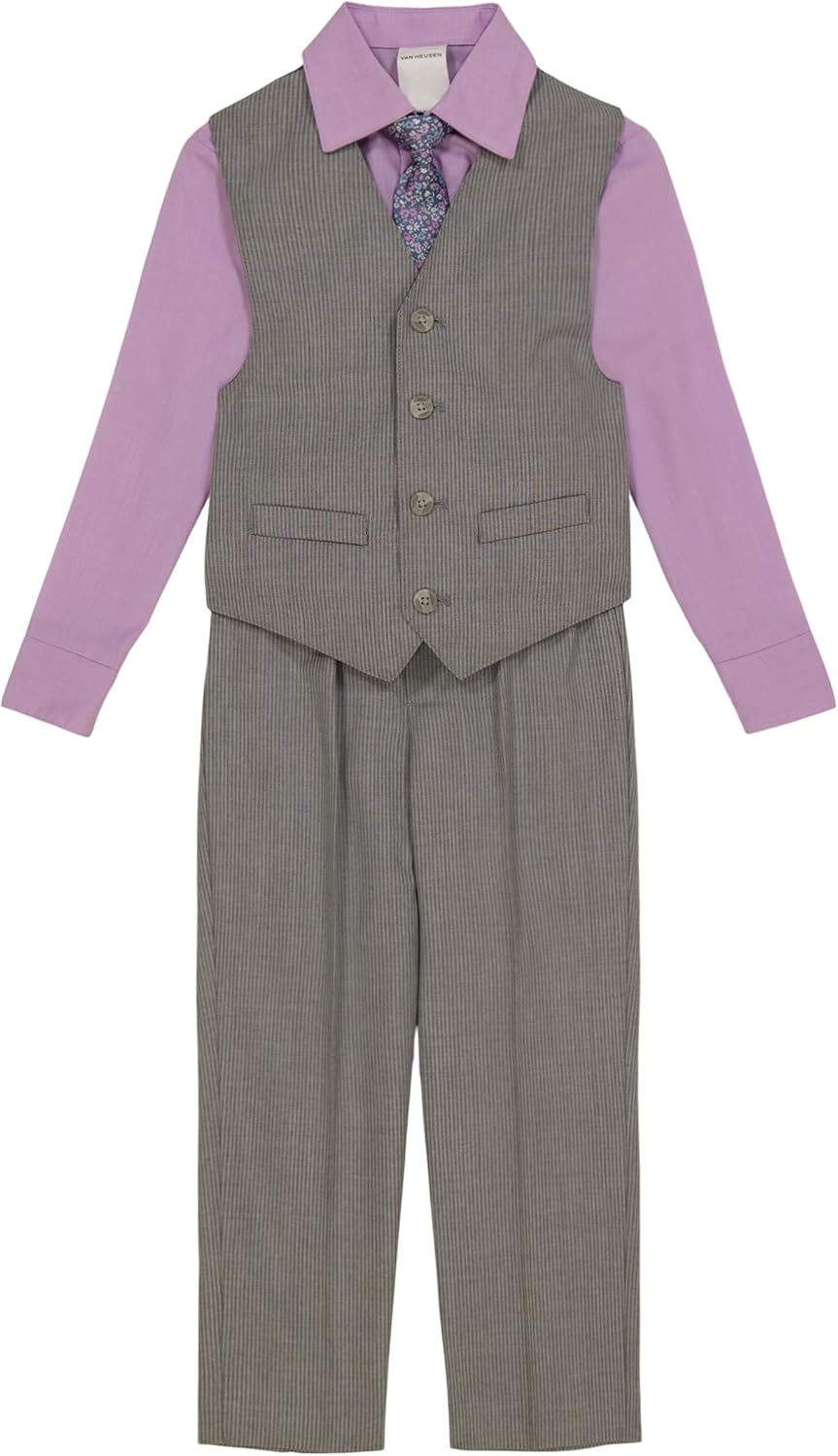 Van Heusen Boys' 4Piece Formal Suit Set, Vest, Pants