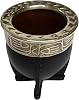 [Premium Yerba Mate Cup Mate Gourd - Crafted Ceramic Teacup – Coppery Brown Leather Wrapped Handmade in Uruguay - Mate Imperial - Imperial Style Black