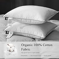 Vista 2 de DWR Almohada de plumón de ganso rodeada de poliéster, 2 unidades, 100% algodón orgánico, soporte medio, rellenos de almohada de cama