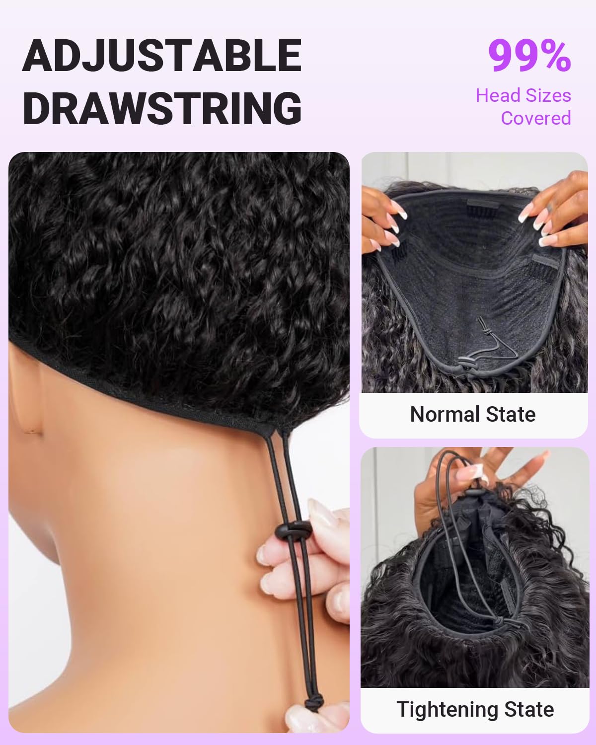 Afro Curly Half Wig Kinky Curly for Black Women, 180% Density Wear and Go Glueless Wig with Unique Bouncy Curls in the End, Synthetic No Leave out Clip in (#1B Black, 24 Inch)