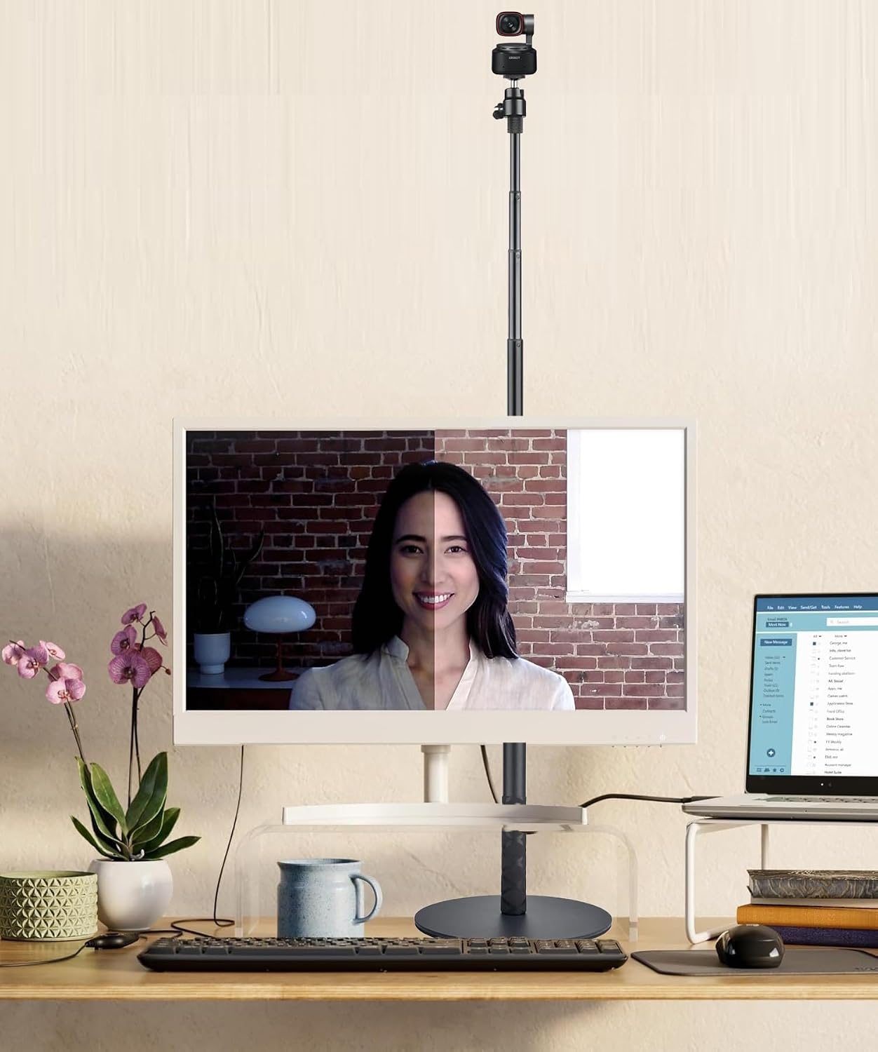 5ft Webcam-Stand, Adjustable Height Tabletop Webcam Mount Holder Compatible with OBSBOT Meet-2/Meet SE/Tiny 3 Lite/Tiny 3/Tiny 2/Tiny 2 Lite/Tiny SE/Tail 2/Tail Air Webcams