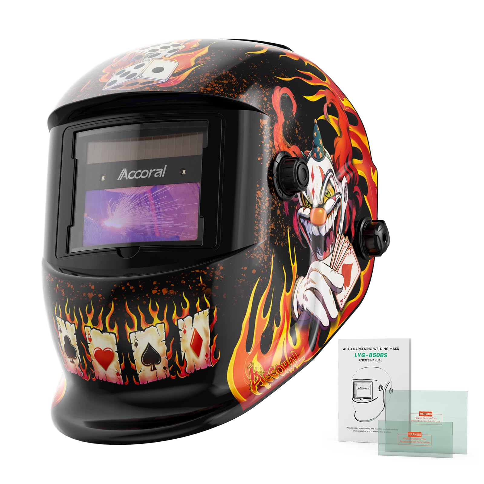 Casco de soldadura con oscurecimiento automático de visión grande, color verdadero, campana de soldadura con energía solar, pantalla ancha 4/8.5-12.5 para arco TIG MIG