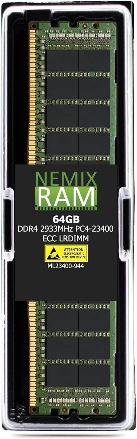 NEMIX RAM 64GB (1X64GB) DDR4 2933MHz PC4-23400 4Rx4 1.2V CL21 288-PIN ECC LRDIMM Compatible with Samsung M386A8K40DM2-CVF Load Reduced Server Memory