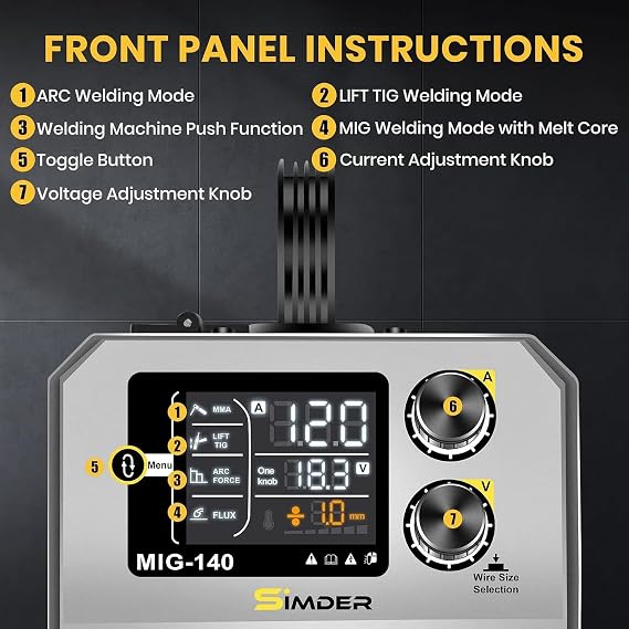 SSimder 140A MIG Welder 3 in 1, 240V Flux Core Lift TIG Stick
